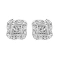 925 sterling silver knot stud earrings with round diamond accent stones