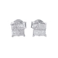 10K white gold stud earrings with 2 round diamond stones
