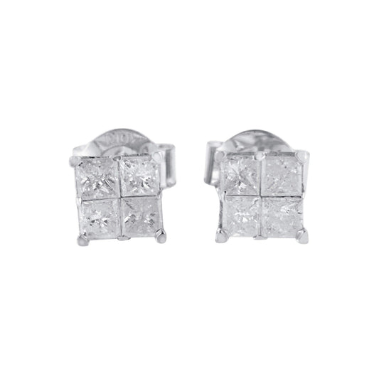 10k White Gold Diamond Stud Earrings (0.60 cttw, I-J Color, I2-I3 Clarity)-0