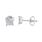 10k White Gold Diamond Stud Earrings (0.60 cttw, I-J Color, I2-I3 Clarity)-3 thumbnail 4