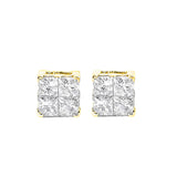 10K Yellow Gold Plated .925 Sterling Silver 1.0 Cttw Princess-Cut Diamond Composite Multi Stone Stud Earrings (J-K Color, SI2-I1 Clarity)-1 thumbnail 2