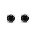 .925 Sterling Silver Black Diamond Solitaire Stud Earrings-0
