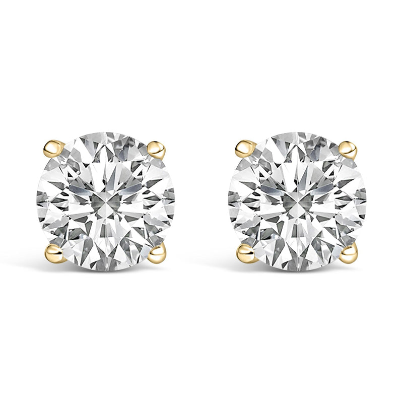14K Gold Round Lab Grown Diamond Solitaire Stud Earrings with Screw Backs-3