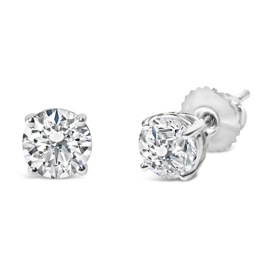 14K White Gold 1 1/2 Cttw Lab Grown Diamond Solitaire Stud Earrings with Screwbacks (F-G Color, VS2-SI1 Clarity)-0