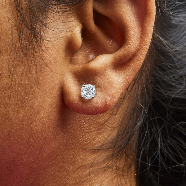 14K White Gold 1 1/2 Cttw Lab Grown Diamond Solitaire Stud Earrings with Screwbacks (F-G Color, VS2-SI1 Clarity)