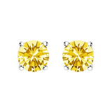 14K Gold Lab Grown Yellow Diamond Solitaire Stud Earrings-3 thumbnail 4