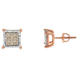 10K Two-Toned Princess-Cut Composite Diamond Stud Earrings (1/2 cttw, J-K Color, I1-I2 Clarity)-1 thumbnail 2