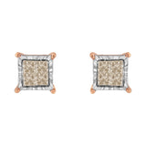 10K Two-Toned Princess-Cut Composite Diamond Stud Earrings (1/2 cttw, J-K Color, I1-I2 Clarity)-3 thumbnail 4