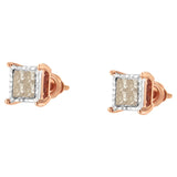 10K Two-Toned Princess-Cut Composite Diamond Stud Earrings (1/2 cttw, J-K Color, I1-I2 Clarity)-4 thumbnail 5
