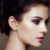 10K Two-Toned Princess-Cut Composite Diamond Stud Earrings (1/2 cttw, J-K Color, I1-I2 Clarity)-2 thumbnail 3