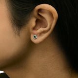 Sterling Silver Rose Cut Treated Green Diamond Solitaire Stud Earrings (0.25 cttw, Green Color, I2-I3 Clarity)-2 thumbnail 3