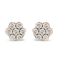 10K rose gold ring with round diamond stones in a floral cluster
