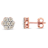 10K Rose Gold Diamond Floral Stud Earrings (0.5 cttw, J-K Color, I1-I2 Clarity)-1 thumbnail 2