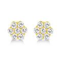 14K yellow gold ring with round diamond floral cluster stones