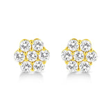 14K Yellow Gold 1/2 Cttw Brilliant Round Cut Diamond Floral Cluster Stud Earrings with Pushbacks (J-K Color, VS2-SI1 Clarity)-0 thumbnail 1