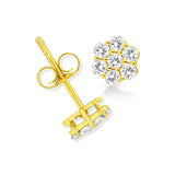 14K Yellow Gold 1/2 Cttw Brilliant Round Cut Diamond Floral Cluster Stud Earrings with Pushbacks (J-K Color, VS2-SI1 Clarity)-3 thumbnail 4