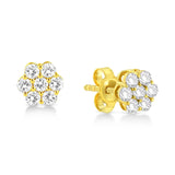 14K Yellow Gold 1/2 Cttw Brilliant Round Cut Diamond Floral Cluster Stud Earrings with Pushbacks (J-K Color, VS2-SI1 Clarity)-4 thumbnail 5