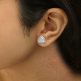 .925 Sterling Silver Diamond-Accented Trillion Shaped 4-Stone Halo-Style Stud Earrings (H-I Color, I2-I3 Clarity)-2 thumbnail 3