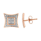 .925 Sterling Silver Diamond Accented 4-Stone Four Pointed Star Shaped Halo-Style Stud Earrings (H-I Color, I2-I3 Clarity)-2 thumbnail 3