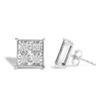 10K White Gold Diamond Stud Earrings (3/4 cttw, H-I Color, SI2-I1 Clarity)-3 thumbnail 4