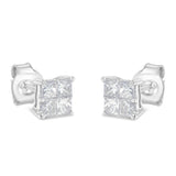 10K White Gold Diamond Stud Earrings (3/4 cttw, H-I Color, SI2-I1 Clarity)-4 thumbnail 5