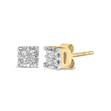 10k Yellow Gold Princess Diamond Quad Stud Earrings (1/4 cttw, J-K Color, I2-I3 Clarity)-1 thumbnail 2