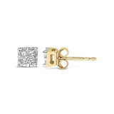 10k Yellow Gold Princess Diamond Quad Stud Earrings (1/4 cttw, J-K Color, I2-I3 Clarity)-3 thumbnail 4