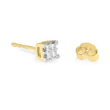 10k Yellow Gold Princess Diamond Quad Stud Earrings (1/4 cttw, J-K Color, I2-I3 Clarity)-4 thumbnail 5