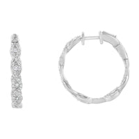 10K White Gold Diamond Hoop Earrings (1 1/2 cttw, H-I Color, I1-I2 Clarity)