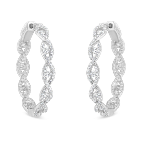 10K White Gold Diamond Hoop Earrings (1 1/2 cttw, H-I Color, I1-I2 Clarity)