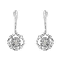 .925 Sterling Silver Miracle-Set Diamond Accent Drop and Dangle Earrings (I-J Color, I3 Clarity)