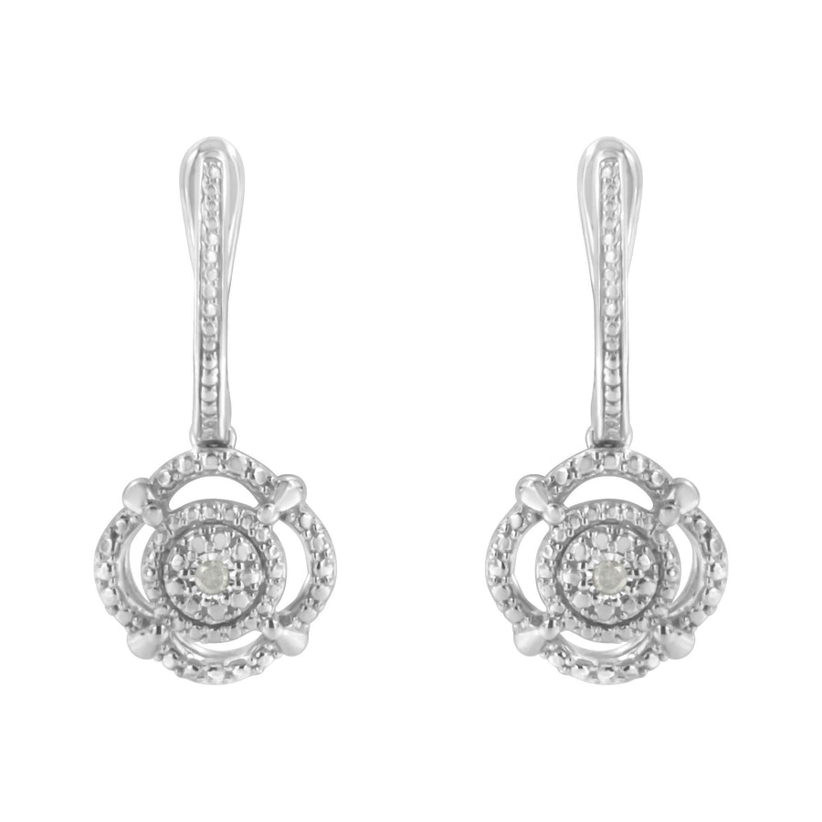.925 Sterling Silver Miracle-Set Diamond Accent Drop and Dangle Earrings (I-J Color, I3 Clarity)