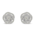 10K white gold earrings with rose-cut diamond stones in a floral cluster