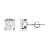 10K White Gold 3/4 Cttw Invisible Set Princess-Cut Diamond Composite Square Stud Earrings (H-I Color, SI2-I1 Clarity)-1 thumbnail 2