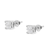 10K White Gold 3/4 Cttw Invisible Set Princess-Cut Diamond Composite Square Stud Earrings (H-I Color, SI2-I1 Clarity)-4 thumbnail 5
