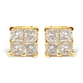 10K yellow gold ring with princess-cut diamond stones in invisible setting