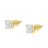10K Yellow Gold 3/4 Cttw Invisible Set Princess-Cut Diamond Composite Square Stud Earrings (I-J Color, I2-I3 Clarity)-4 thumbnail 5
