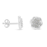 Sterling Silver Diamond Swirl Cluster Stud Earrings (1/6 cttw, I-J Color, I2-I3 Clarity)-1 thumbnail 2