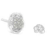 Sterling Silver Diamond Swirl Cluster Stud Earrings (1/6 cttw, I-J Color, I2-I3 Clarity)-4 thumbnail 5