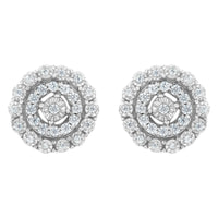 10KT White Gold 1/2 cttw Double Halo Brilliant Round-Cut Diamond Stud Earrings (I-J Clarity, I2-I3 Color)