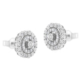 10KT White Gold 1/2 cttw Double Halo Brilliant Round-Cut Diamond Stud Earrings (I-J Clarity, I2-I3 Color)-3 thumbnail 4