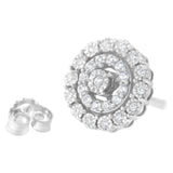 10KT White Gold 1/2 cttw Double Halo Brilliant Round-Cut Diamond Stud Earrings (I-J Clarity, I2-I3 Color)-4 thumbnail 5