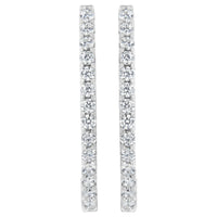 14K White Gold 2.0 Cttw Round Brilliant Cut Diamond Oblong Hinged Leverback Hoop Earrings (I-J Color, I1-I2 Clarity)