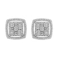 925 sterling silver earrings with round diamond double halo stones