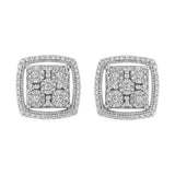 .925 Sterling Silver 3/8 Cttw Miracle Set Round Diamond Double Halo Cluster Earrings (I-J Color, I2-I3 Clarity)-0 thumbnail 1