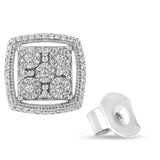 .925 Sterling Silver 3/8 Cttw Miracle Set Round Diamond Double Halo Cluster Earrings (I-J Color, I2-I3 Clarity)-3 thumbnail 4