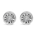 925 sterling silver stud earrings with round bezel-set diamonds