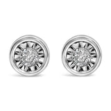 .925 Sterling Silver 1/5 Cttw Round Brilliant-Cut Near Colorless Diamond Miracle-Set Bezel Barrel Style Stud Earrings (I-J Color, I2-I3 Clarity)-0 thumbnail 1