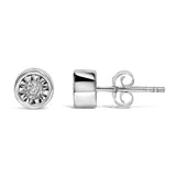 .925 Sterling Silver 1/5 Cttw Round Brilliant-Cut Near Colorless Diamond Miracle-Set Bezel Barrel Style Stud Earrings (I-J Color, I2-I3 Clarity)-3 thumbnail 4