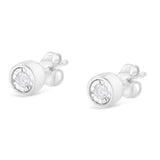 .925 Sterling Silver 1/5 Cttw Round Brilliant-Cut Near Colorless Diamond Miracle-Set Bezel Barrel Style Stud Earrings (I-J Color, I2-I3 Clarity)-4 thumbnail 5